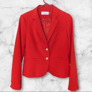 Calvin Klein Red Structured Blazer with Tailored Fit